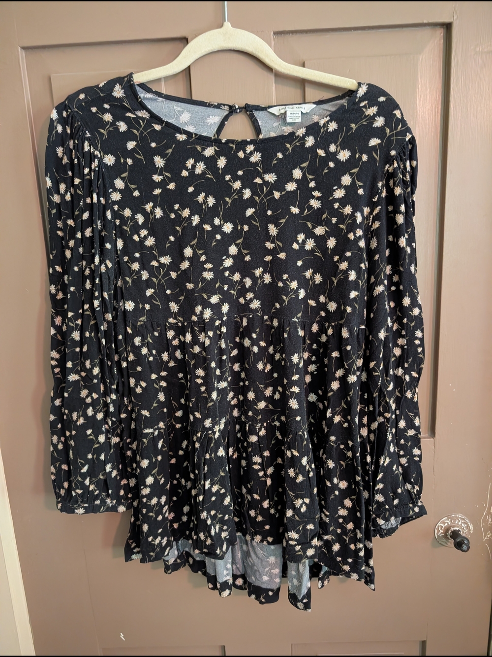 Lot Of 2 American Eagle Drop Waist Open Back Long Sleeve Top Blouse - Picture 2 of 10